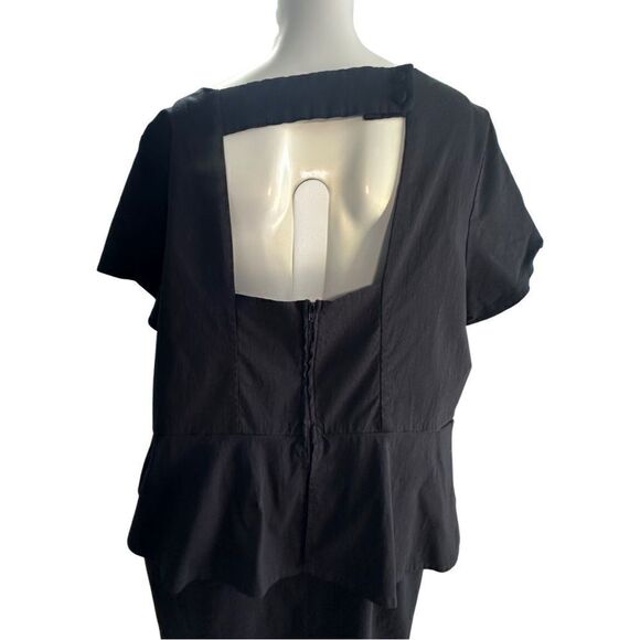 Torrid Womens Dress Size 26 Black Peplum Stretchy Open Back Sheath Short Sleeves - Picture 3 of 10